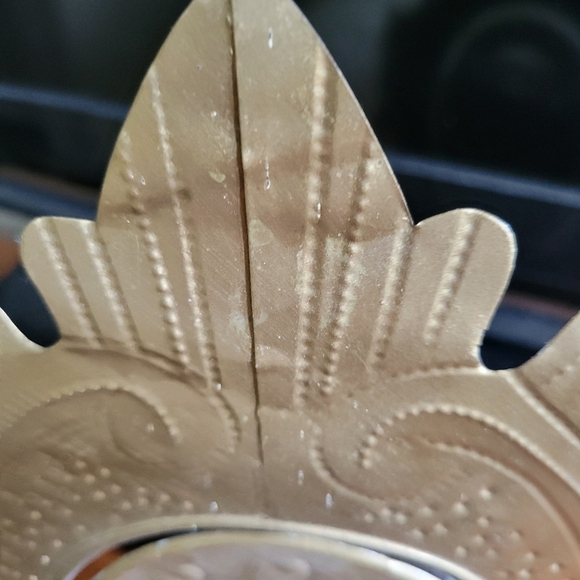 Very Unique Hand Crafted Punched Tin Gold Pictire Frame One Of A Kind - Picture 8 of 9